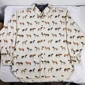 Davy Jones Horse Themed Button-Down Shirt Mens Size XXL Tommy Hilfiger
